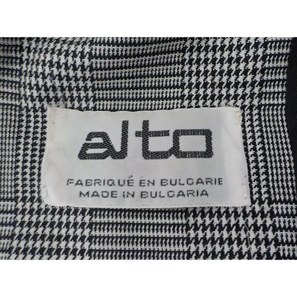 Vintage Alto Plaid Black White Blazer Button Up Women size 11/12 Shoulder Pads - Picture 8 of 11
